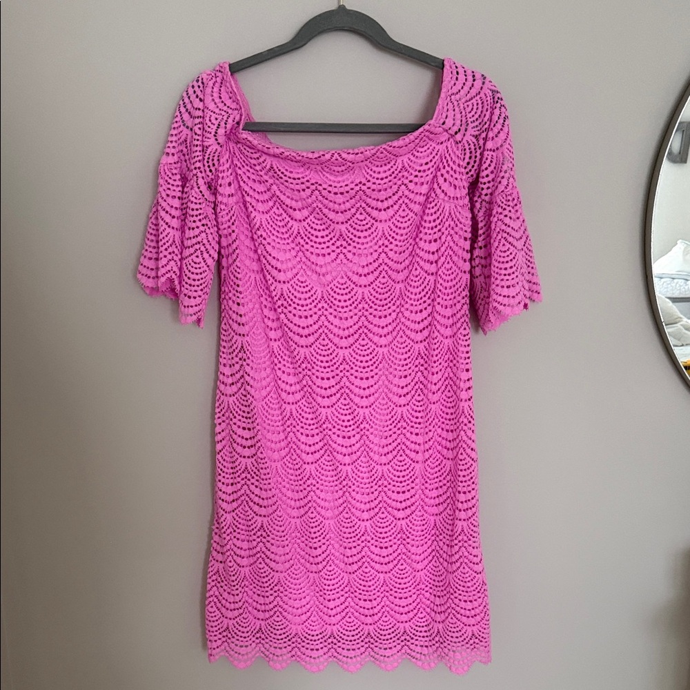 Lilly Pulitzer Vibrant Pink Scalloped Mini Dress